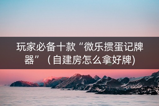 玩家必备十款“微乐掼蛋记牌器”（自建房怎么拿好牌)