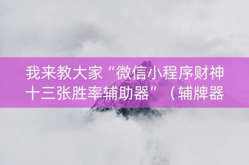 我来教大家“微信小程序财神十三张胜率辅助器”（辅牌器插件购买)