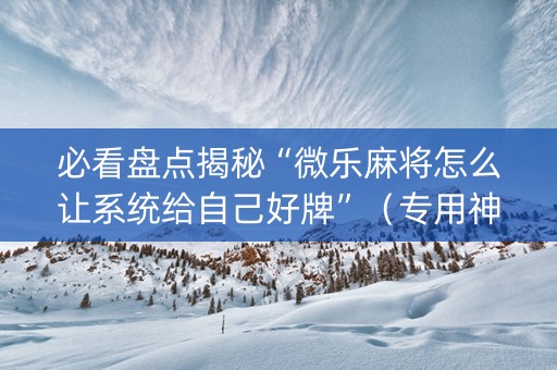 必看盘点揭秘“微乐麻将怎么让系统给自己好牌”（专用神器下载)