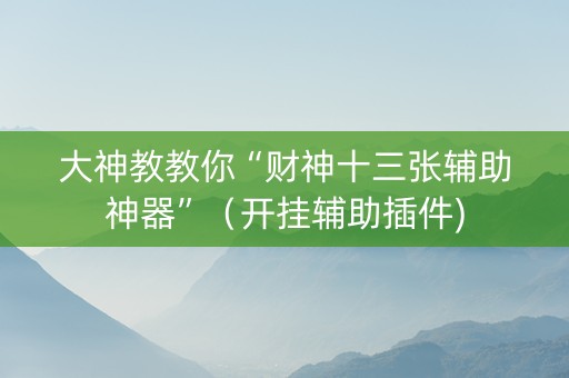 大神教教你“财神十三张辅助神器”（开挂辅助插件)
