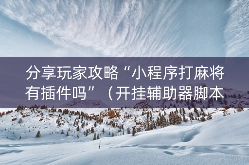 分享玩家攻略“小程序打麻将有插件吗”（开挂辅助器脚本)