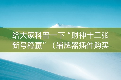 给大家科普一下“财神十三张新号稳赢”（辅牌器插件购买)