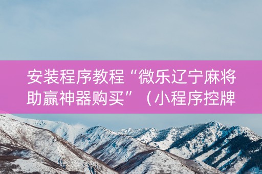 安装程序教程“微乐辽宁麻将助赢神器购买”（小程序控牌器)