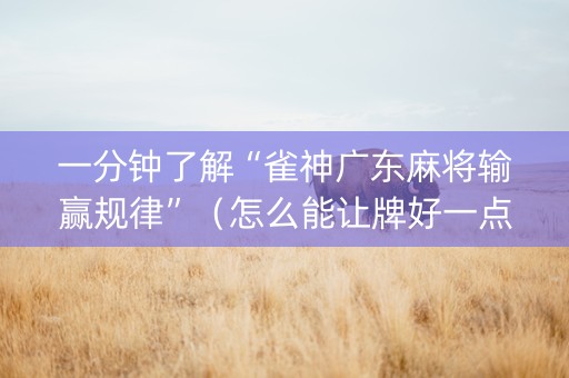 一分钟了解“雀神广东麻将输赢规律”（怎么能让牌好一点)
