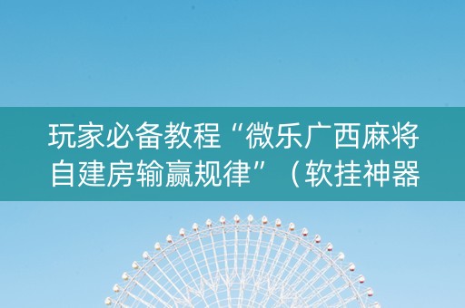 玩家必备教程“微乐广西麻将自建房输赢规律”（软挂神器)