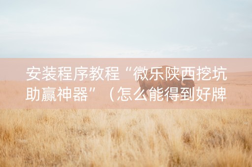 安装程序教程“微乐陕西挖坑助赢神器”（怎么能得到好牌)