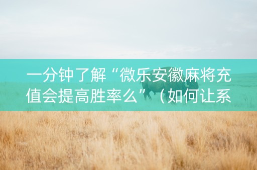 一分钟了解“微乐安徽麻将充值会提高胜率么”（如何让系统发好牌)