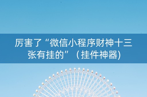 厉害了“微信小程序财神十三张有挂的”（挂件神器)