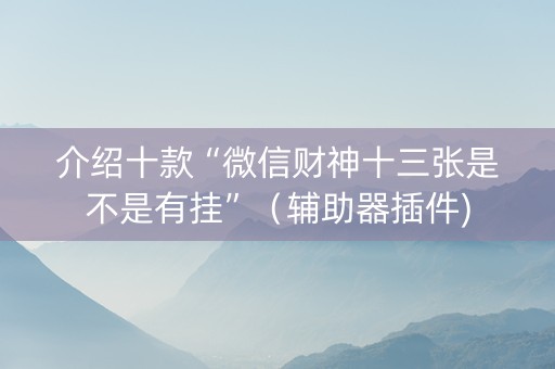 介绍十款“微信财神十三张是不是有挂”（辅助器插件)