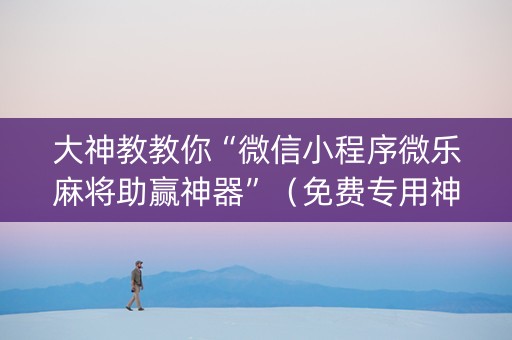 大神教教你“微信小程序微乐麻将助赢神器”（免费专用神器)