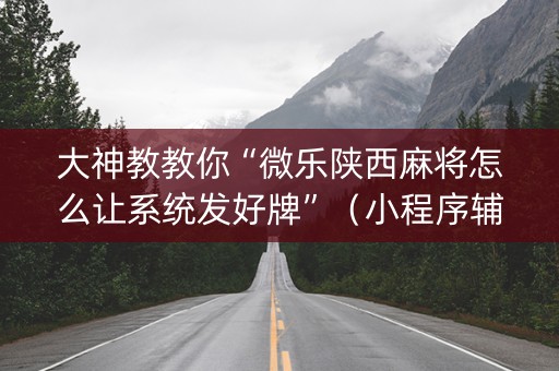 大神教教你“微乐陕西麻将怎么让系统发好牌”（小程序辅助软件)