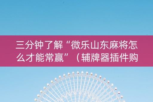 三分钟了解“微乐山东麻将怎么才能常赢”（辅牌器插件购买)