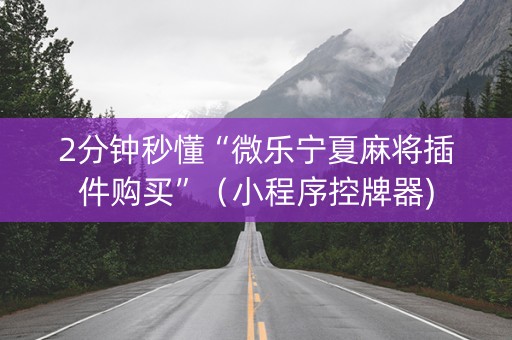 2分钟秒懂“微乐宁夏麻将插件购买”（小程序控牌器)