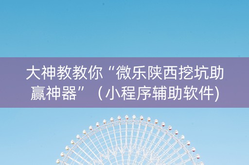 大神教教你“微乐陕西挖坑助赢神器”（小程序辅助软件)