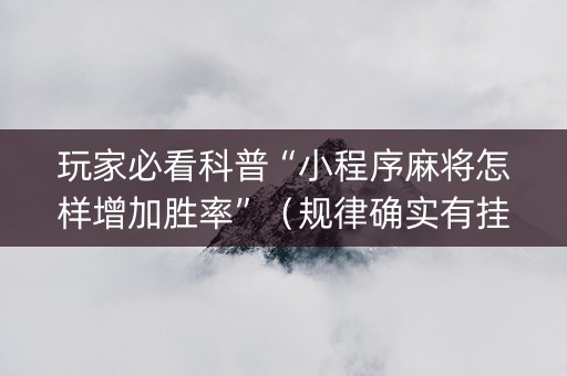 玩家必看科普“小程序麻将怎样增加胜率”（规律确实有挂)