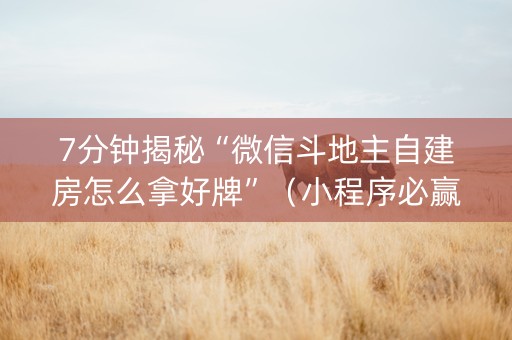 7分钟揭秘“微信斗地主自建房怎么拿好牌”（小程序必赢神器)