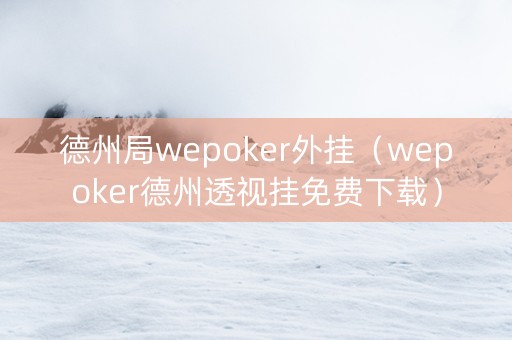 德州局wepoker外挂（wepoker德州透视挂免费下载）