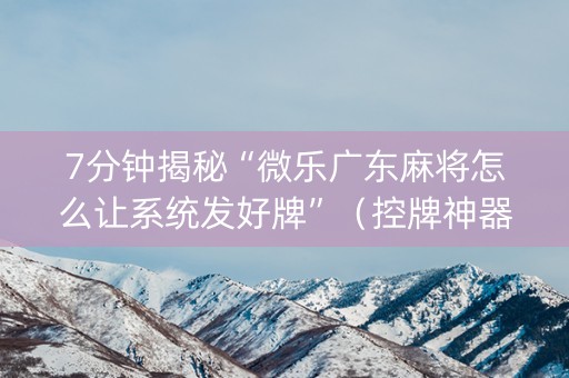 7分钟揭秘“微乐广东麻将怎么让系统发好牌”（控牌神器)