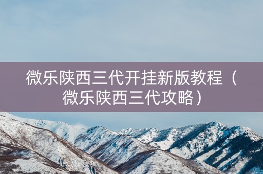 微乐陕西三代开挂新版教程（微乐陕西三代攻略）