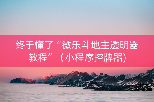 终于懂了“微乐斗地主透明器教程”（小程序控牌器)
