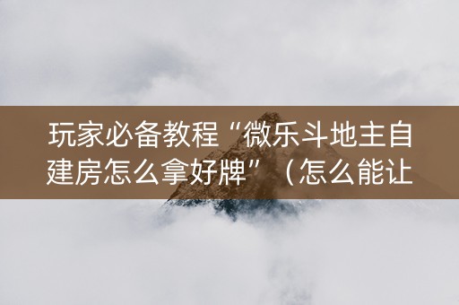 玩家必备教程“微乐斗地主自建房怎么拿好牌”（怎么能让牌好一点)