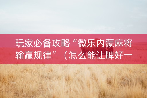 玩家必备攻略“微乐内蒙麻将输赢规律”（怎么能让牌好一点)