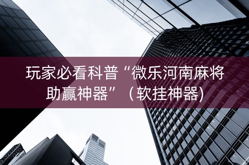 玩家必看科普“微乐河南麻将助赢神器”（软挂神器)