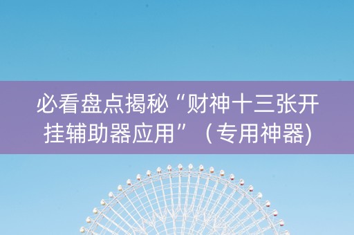 必看盘点揭秘“财神十三张开挂辅助器应用”（专用神器)