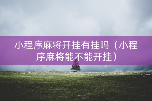 小程序麻将开挂有挂吗（小程序麻将能不能开挂）