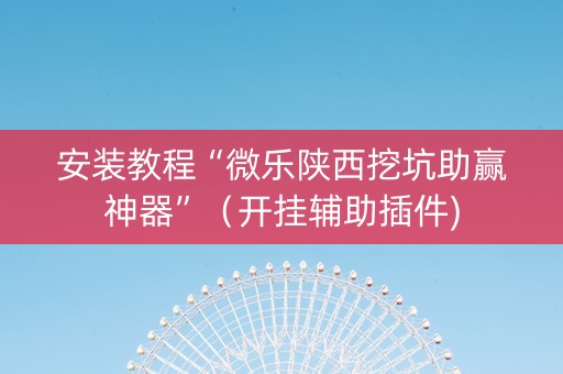 安装教程“微乐陕西挖坑助赢神器”（开挂辅助插件)