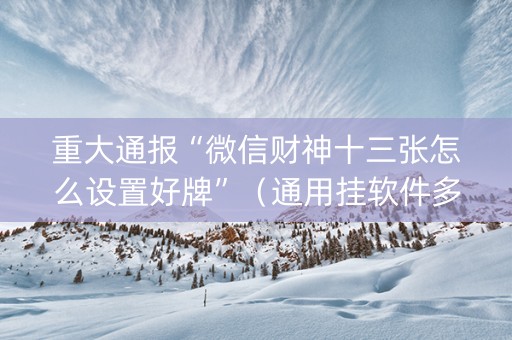 重大通报“微信财神十三张怎么设置好牌”（通用挂软件多少钱)