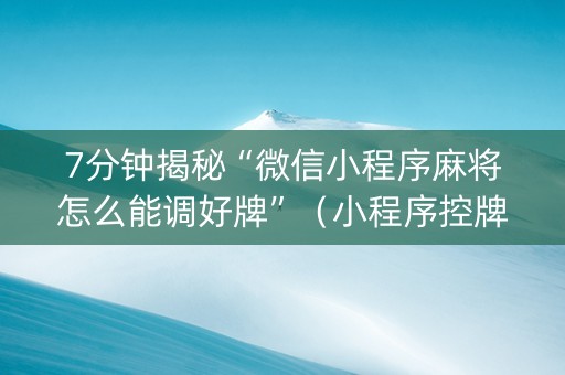 7分钟揭秘“微信小程序麻将怎么能调好牌”（小程序控牌器)