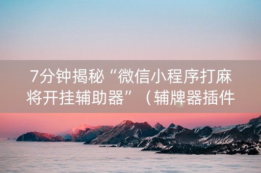 7分钟揭秘“微信小程序打麻将开挂辅助器”（辅牌器插件购买)