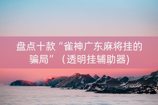 盘点十款“雀神广东麻将挂的骗局”（透明挂辅助器)
