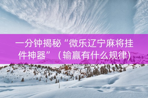 一分钟揭秘“微乐辽宁麻将挂件神器”（输赢有什么规律)