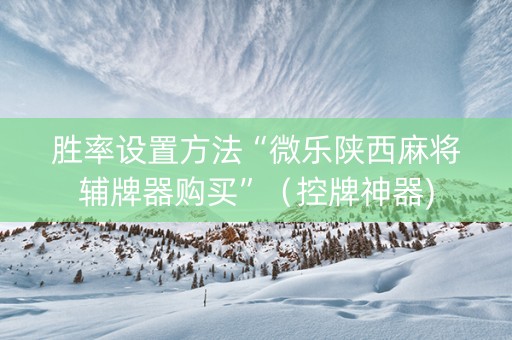 胜率设置方法“微乐陕西麻将辅牌器购买”（控牌神器)