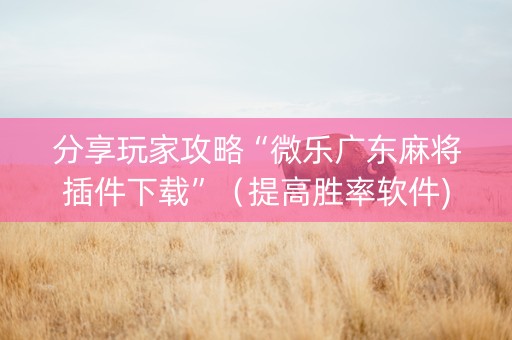 分享玩家攻略“微乐广东麻将插件下载”（提高胜率软件)