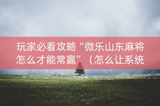 玩家必看攻略“微乐山东麻将怎么才能常赢”（怎么让系统给你发好牌)