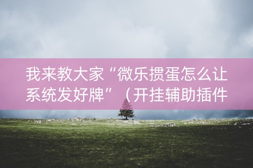 我来教大家“微乐掼蛋怎么让系统发好牌”（开挂辅助插件)