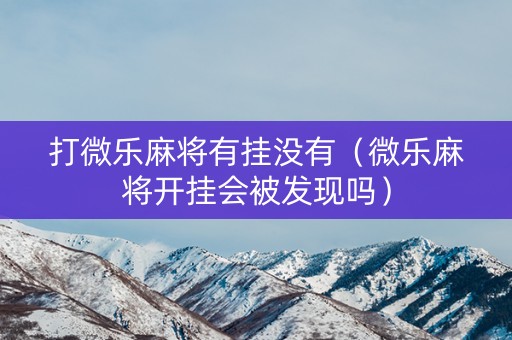 打微乐麻将有挂没有（微乐麻将开挂会被发现吗）