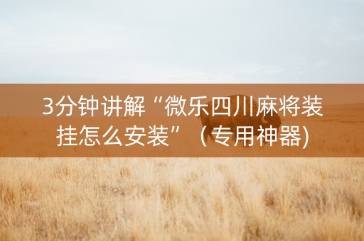 3分钟讲解“微乐四川麻将装挂怎么安装”（专用神器)