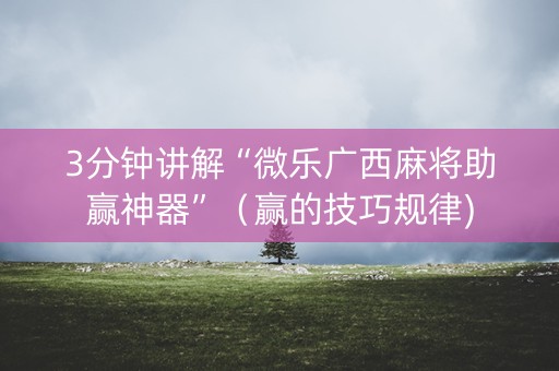 3分钟讲解“微乐广西麻将助赢神器”（赢的技巧规律)