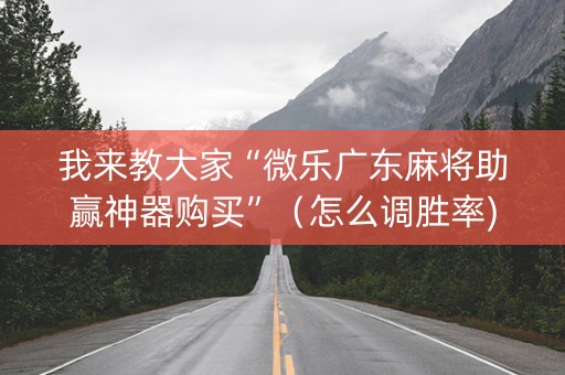 我来教大家“微乐广东麻将助赢神器购买”（怎么调胜率)