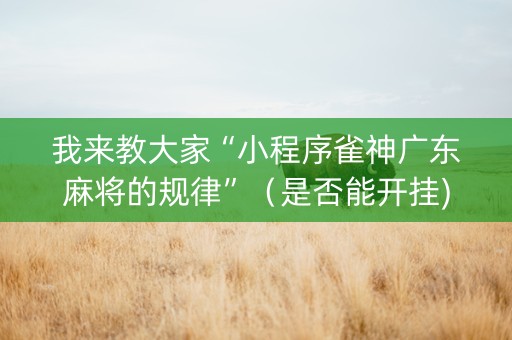 我来教大家“小程序雀神广东麻将的规律”（是否能开挂)