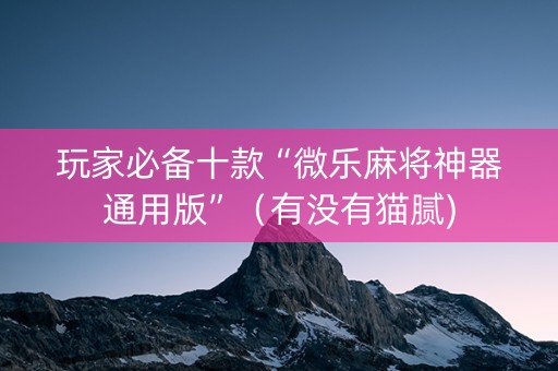 玩家必备十款“微乐麻将神器通用版”（有没有猫腻)