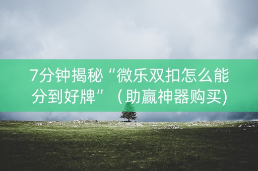 7分钟揭秘“微乐双扣怎么能分到好牌”（助赢神器购买)