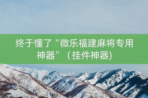 终于懂了“微乐福建麻将专用神器”（挂件神器)