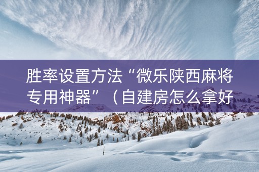 胜率设置方法“微乐陕西麻将专用神器”（自建房怎么拿好牌)
