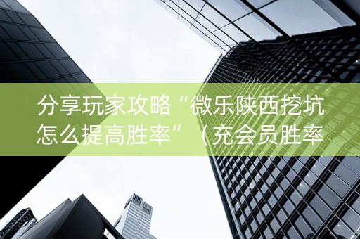 分享玩家攻略“微乐陕西挖坑怎么提高胜率”（充会员胜率高)