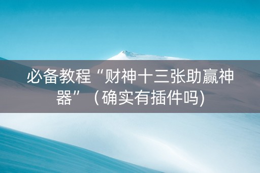 必备教程“财神十三张助赢神器”（确实有插件吗)